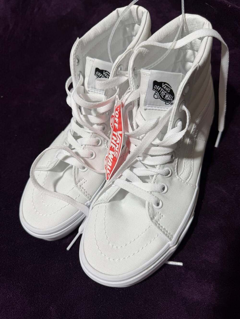 Vans Sk8-Hi Size Men 6.0 Women 7.5 True White Canvas High Top Sneakers